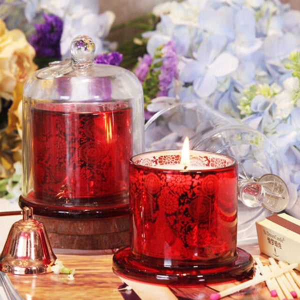 Glass Candle Jars With Lid Wax Aroma Cup Tea Lights Birthday Party Scented Candles Wedding Decoration Candele Romantic QLB030