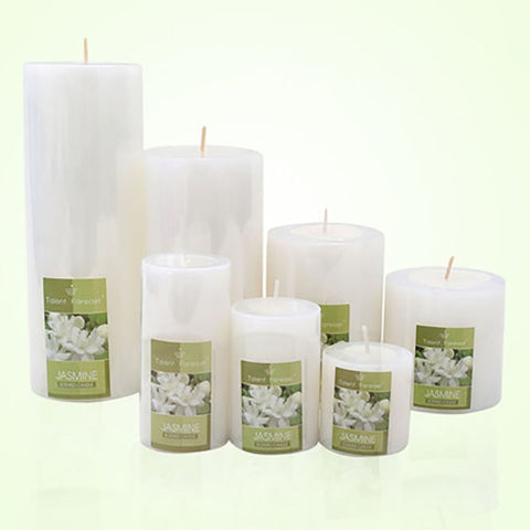 Plant Jasmine Candle Romantic White Light Long Pillar Scented Candles Birthday Tea Light Candele Decorative Candles QLB010