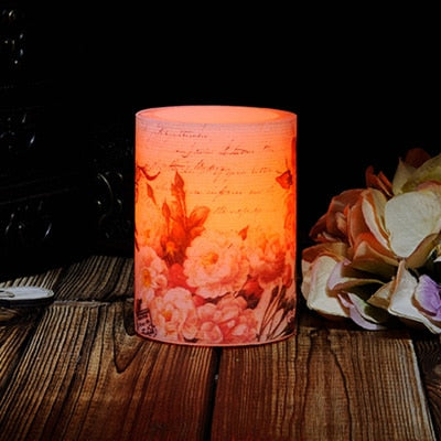 New Peony pattern LED Electronic Flameless Candle Lights battery operated  Candle Lamps Party Wedding Candels Safety Home Decor