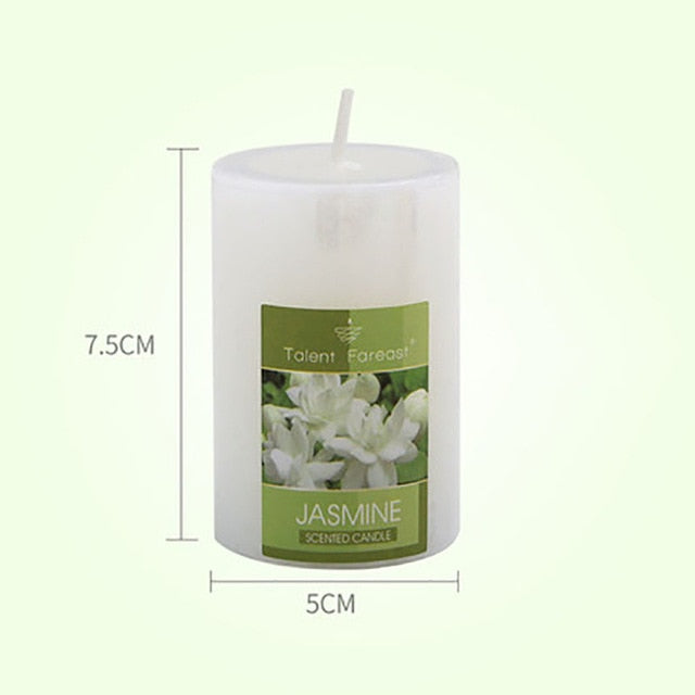 Plant Jasmine Candle Romantic White Light Long Pillar Scented Candles Birthday Tea Light Candele Decorative Candles QLB010