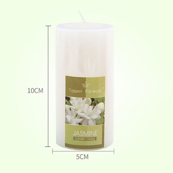 Plant Jasmine Candle Romantic White Light Long Pillar Scented Candles Birthday Tea Light Candele Decorative Candles QLB010