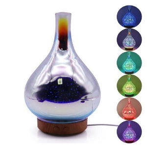 K-STAR 7 Color Led Night Light 3D Firework Dragonfly Glass Vase Shape Air Aroma Oil Diffuser Mist Ultrasonic Humidifier