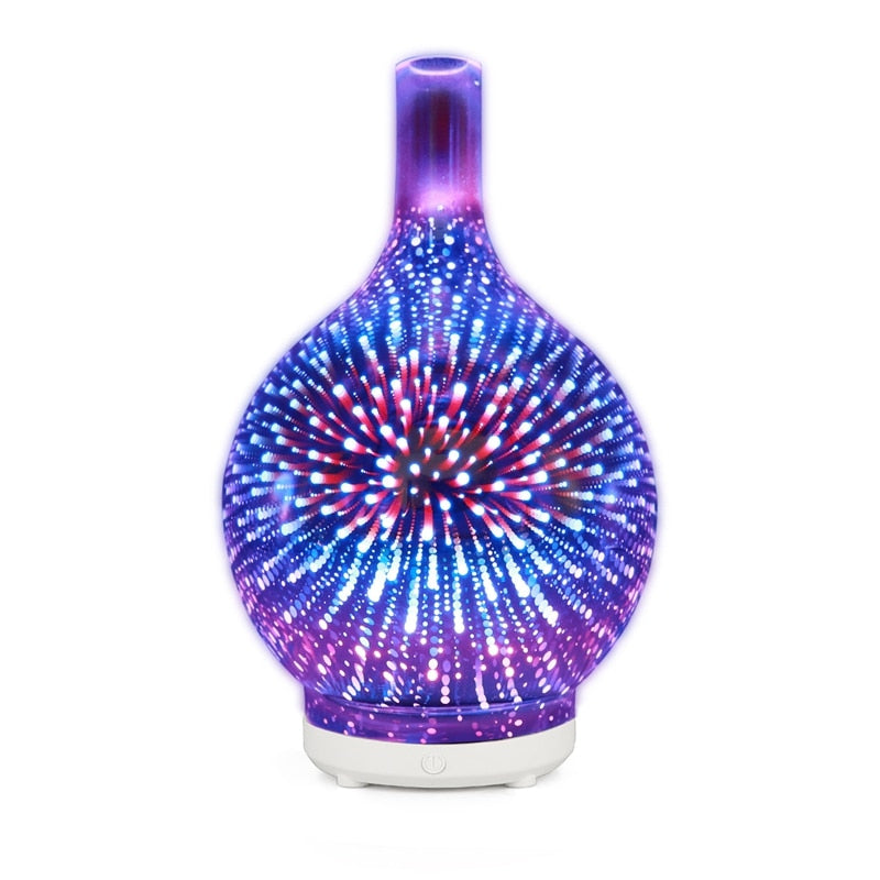 3D Firework Glass Usb Air Humidifier with 7 Color Led Night Light Aroma Essential Oil Diffuser Cool Mist Maker for Home Office