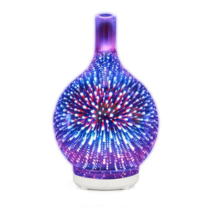 3D Firework Glass Usb Air Humidifier with 7 Color Led Night Light Aroma Essential Oil Diffuser Cool Mist Maker for Home Office