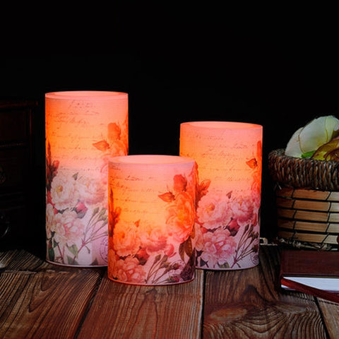 New Peony pattern LED Electronic Flameless Candle Lights battery operated  Candle Lamps Party Wedding Candels Safety Home Decor